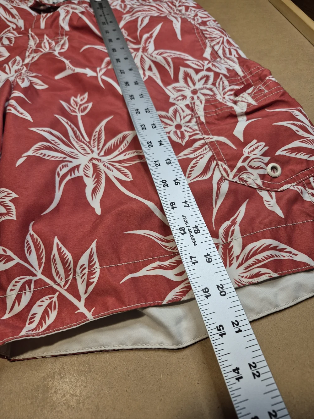 Polo by Ralph Lauren Red and White Tropical Print Swim Board Shorts